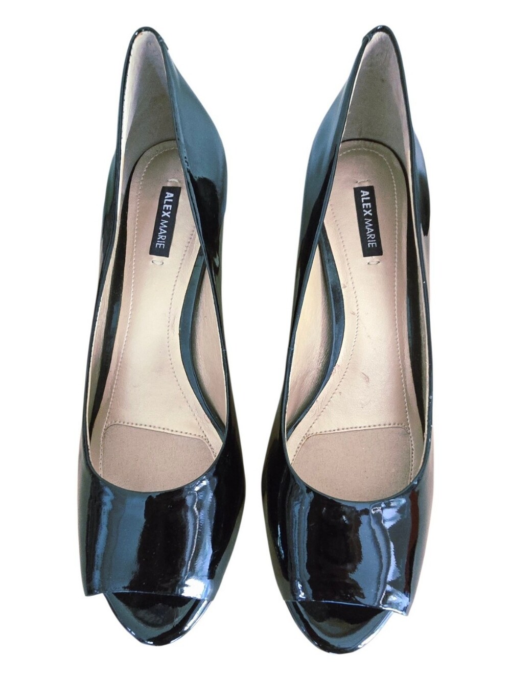 New w/o Box Alex Marie Black Patent Peep Toe Heels 7.5